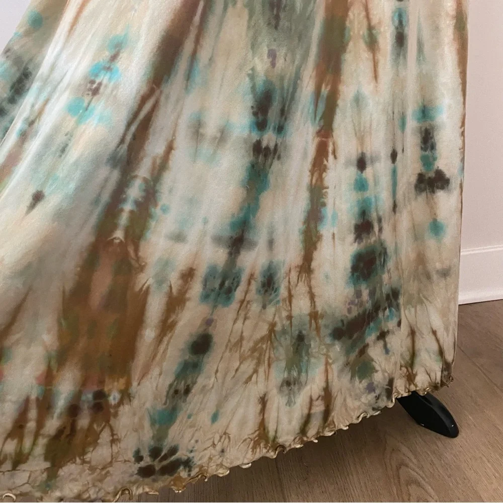 Soft Surroundings Tie Dye Ruffle Hem Supima Cotton Maxi Skirt size M - Picture 3 of 6